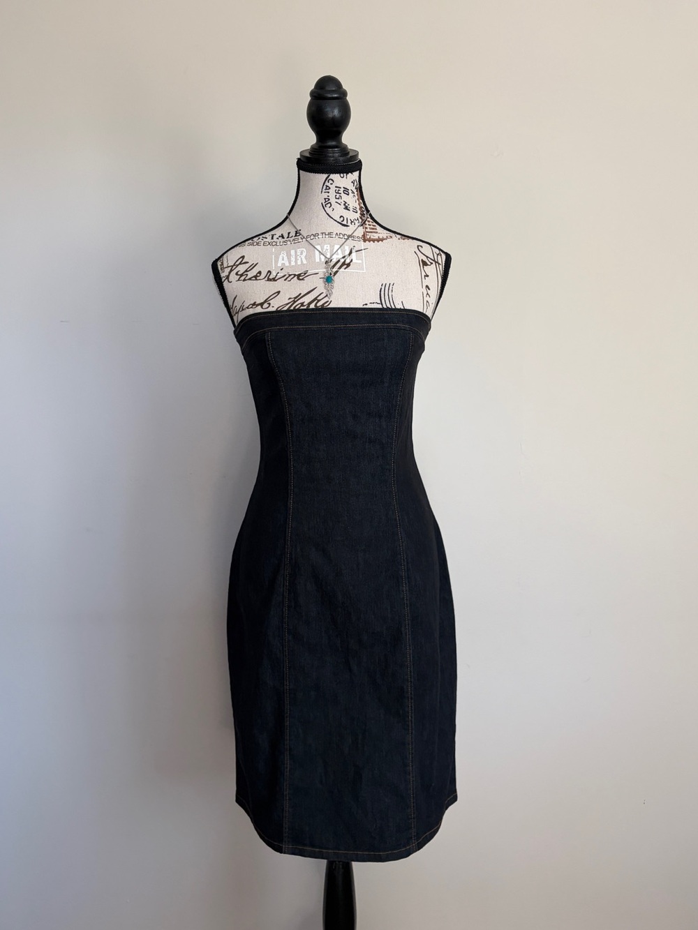 Y2K 2000’s Smart Set Dark Wash Fitted Strapless Denim Mini Tube Dress